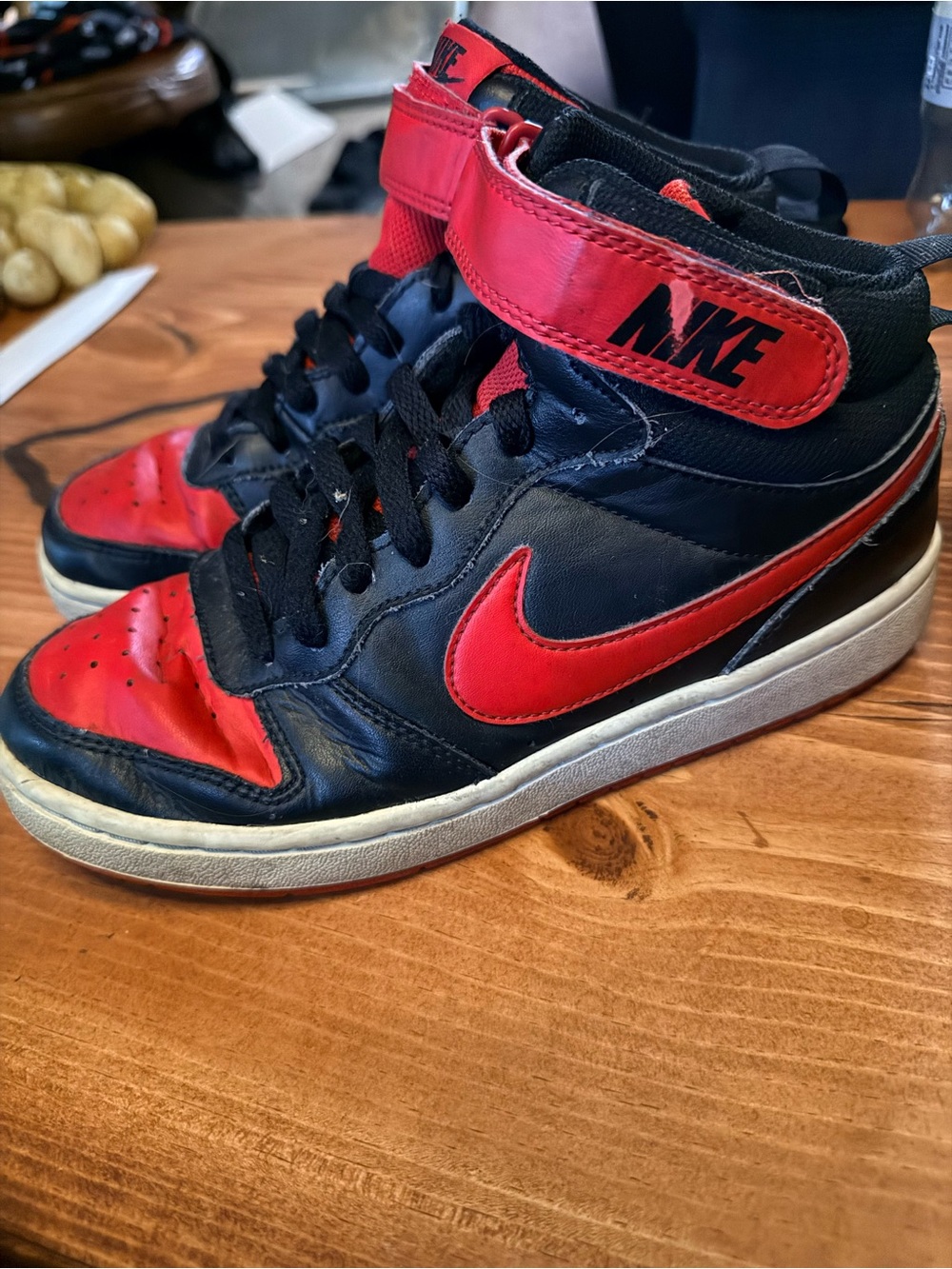 Nike Kids Red and Black High-Top Sneakers